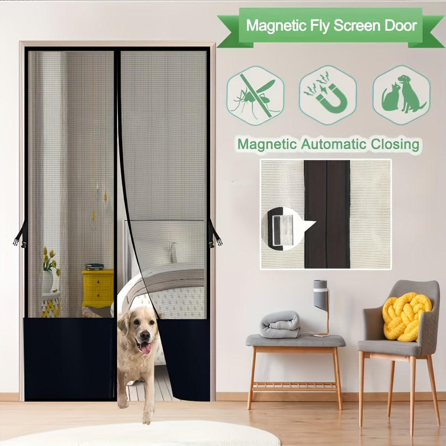 Magnetic Mesh Door Screen, No Drilling Required, Anti-Mosquito Dustproof, Automatic Closure, Pet Friendly, Ideal For Living Room Balcony Aussi Massage