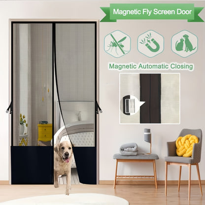 Magnetic Mesh Door Screen, No Drilling Required, Anti-Mosquito Dustproof, Automatic Closure, Pet Friendly, Ideal For Living Room Balcony Aussi Massage