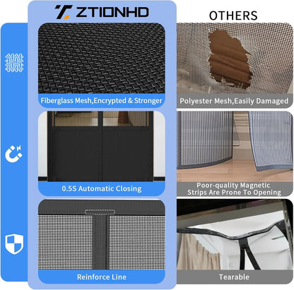 Magnetic Mesh Door Screen, No Drilling Required, Anti-Mosquito Dustproof, Automatic Closure, Pet Friendly, Ideal For Living Room Balcony Aussi Massage