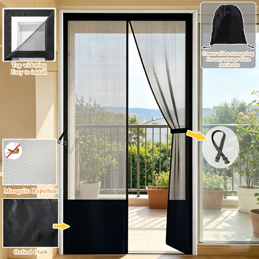 Magnetic Mesh Door Screen, No Drilling Required, Anti-Mosquito Dustproof, Automatic Closure, Pet Friendly, Ideal For Living Room Balcony Aussi Massage