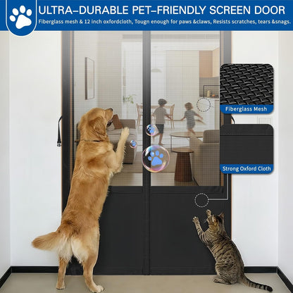 Magnetic Mesh Door Screen, No Drilling Required, Anti-Mosquito Dustproof, Automatic Closure, Pet Friendly, Ideal For Living Room Balcony Aussi Massage