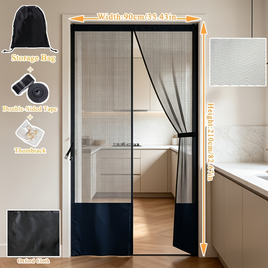 Magnetic Mesh Door Screen, No Drilling Required, Anti-Mosquito Dustproof, Automatic Closure, Pet Friendly, Ideal For Living Room Balcony Aussi Massage